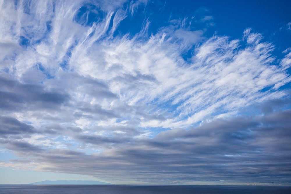Canary Islands-La Palma Island-Puerto Naos-dramatic sky and view towards El Hierro Island